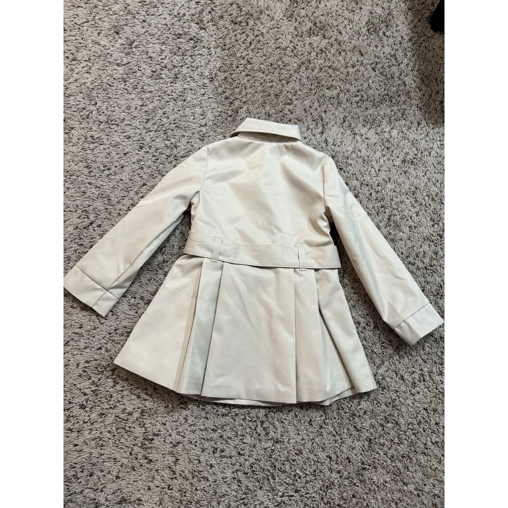 Tahari Kids Girls Trench Coat 2T Beige Belted‎ Double Breasted Classic Jacket